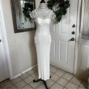 Elegant Embroidered Column Dress